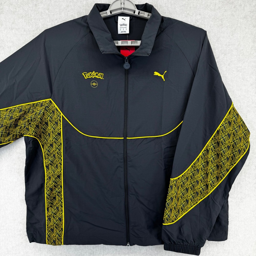 Puma x Pokemon Pikachu Pumatech Track Jacket Mens XL Gray Yellow Full Zip NWT